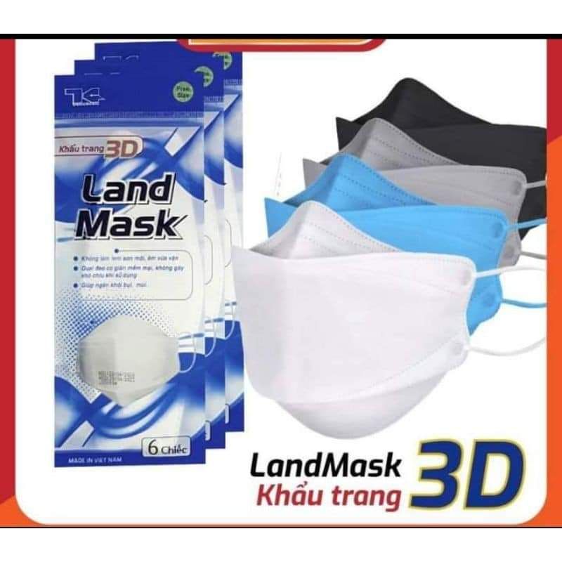Khẩu trang 3D Land Mask 4 lớp kháng khuẩn Hàn Quốc (1 túi 6 cái)
