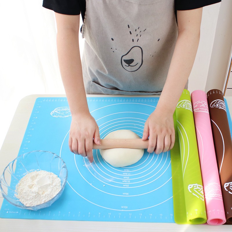 Thảm Silicone Nặn Bột Nhào Bột, Tấm Lót Nhào Bột Silicone Chống Dính Chịu Nhiệt Màu Pastel Kích Thước 30x40cm