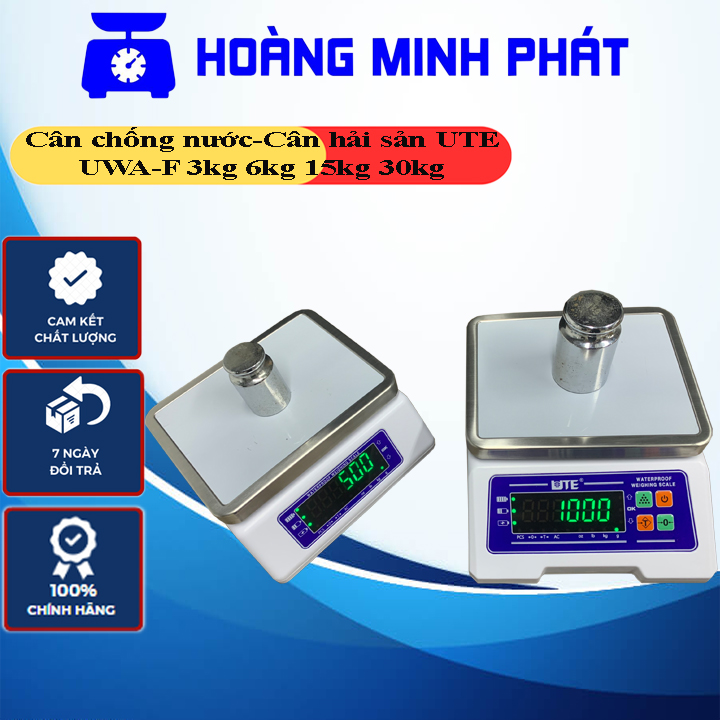 Cân điện tử 30kg cao cấp chống nước UTE UWA-F dùng cân hải sản, thủy sản
