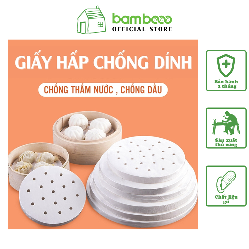 Giấy nến đục lỗ chống dính nồi chiên không dầu (100 tờ) BAMBOOO ECO an toàn sức khỏe thân thiện môi trường - BE99