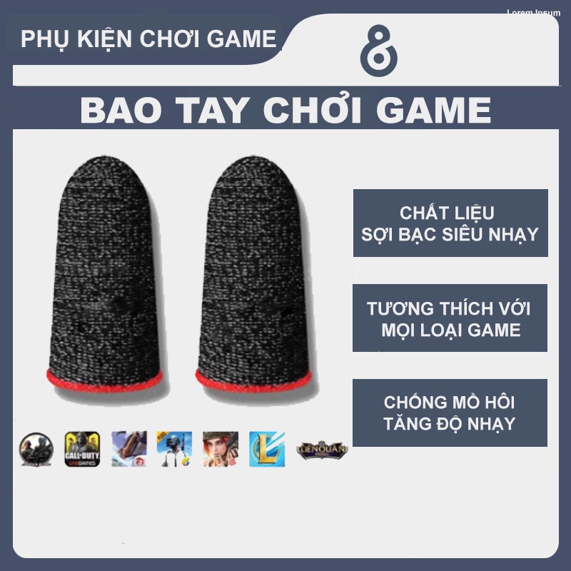 Bao Tay Chơi Game Free Fire, Pubg, Liên Quân Găng tay chơi game Chống Mồ Hôi, Siêu Nhạy, Co Giãn Cực Tốt Bằng Sợi Carbon