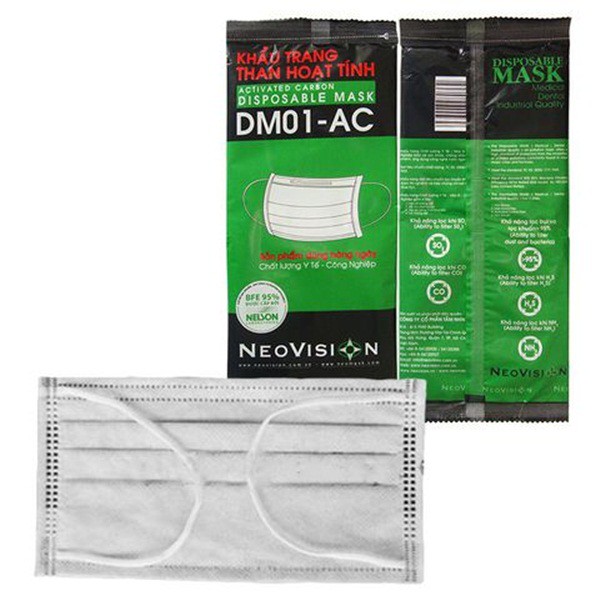 Quà tặng khẩu trang than hoạt tính NeoVision DM01-AC 1 túi 1 cái