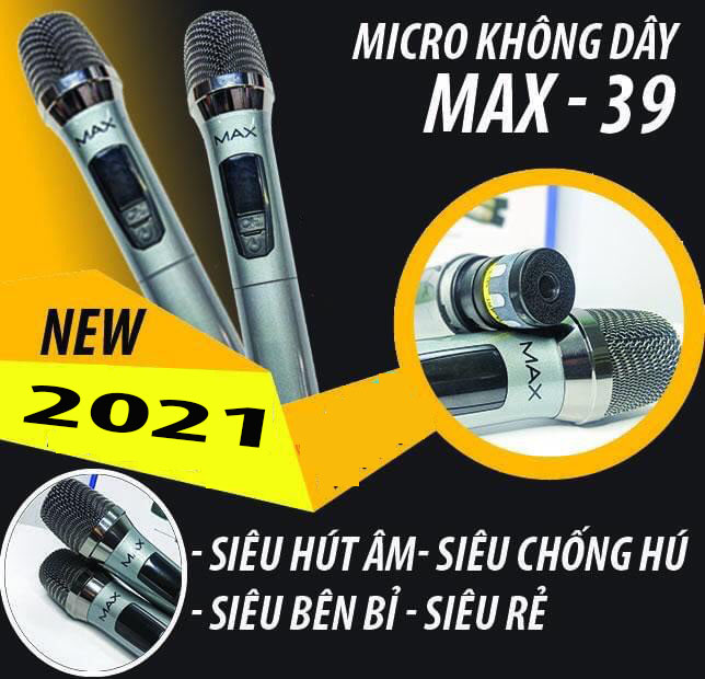 [ Xả Kho ] Combo Trọn Bộ Micro Yamaha Không Dây Đa Năng Cao Cấp MAX 39 UHF 2 MIC , Siêu Hút Âm Siêu Chống Hú Màn Hình LED | Dàn Hát Karaoke Gia Đình Max 39 Tay Cầm Hợp Kim Loại Chắc Chắn Tặng Kèm Pin Âm Thanh Chắc Khỏe, Dễ Sử Dụng, Hát Hay, BH 12 Tháng