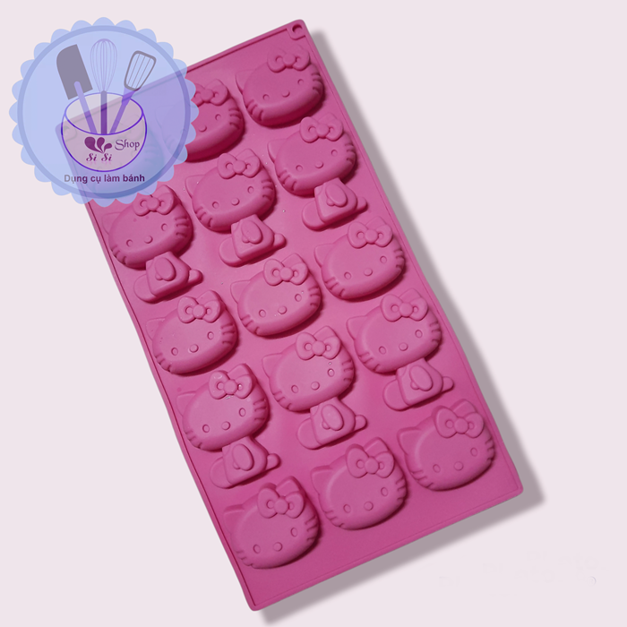 Khuôn silicon 15 mèo hello kitty đổ rau câu, kẹo dẻo