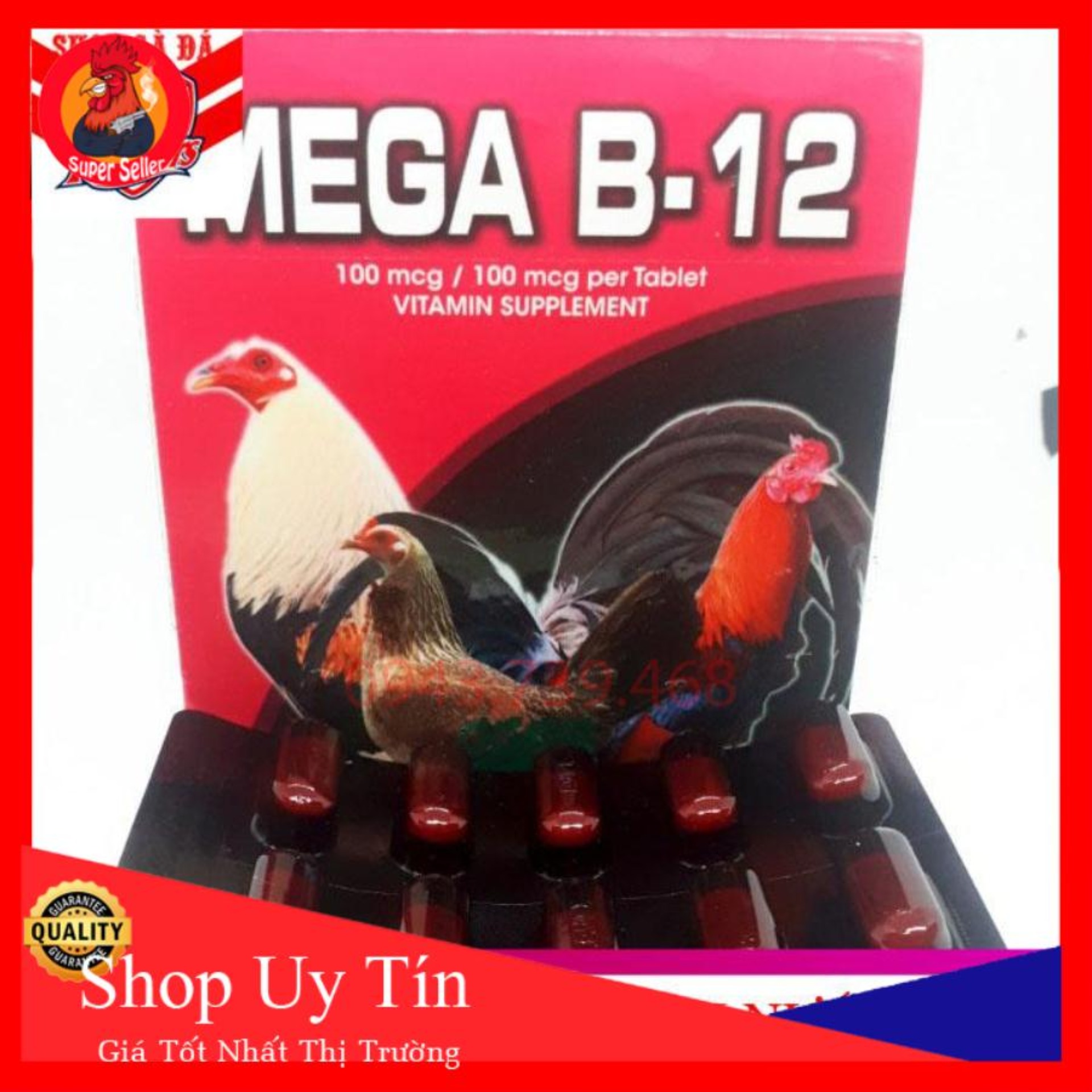 Mega B12  Hộp 5 vĩ 50 Viên Dinh Dưỡng Cho Gà Đá