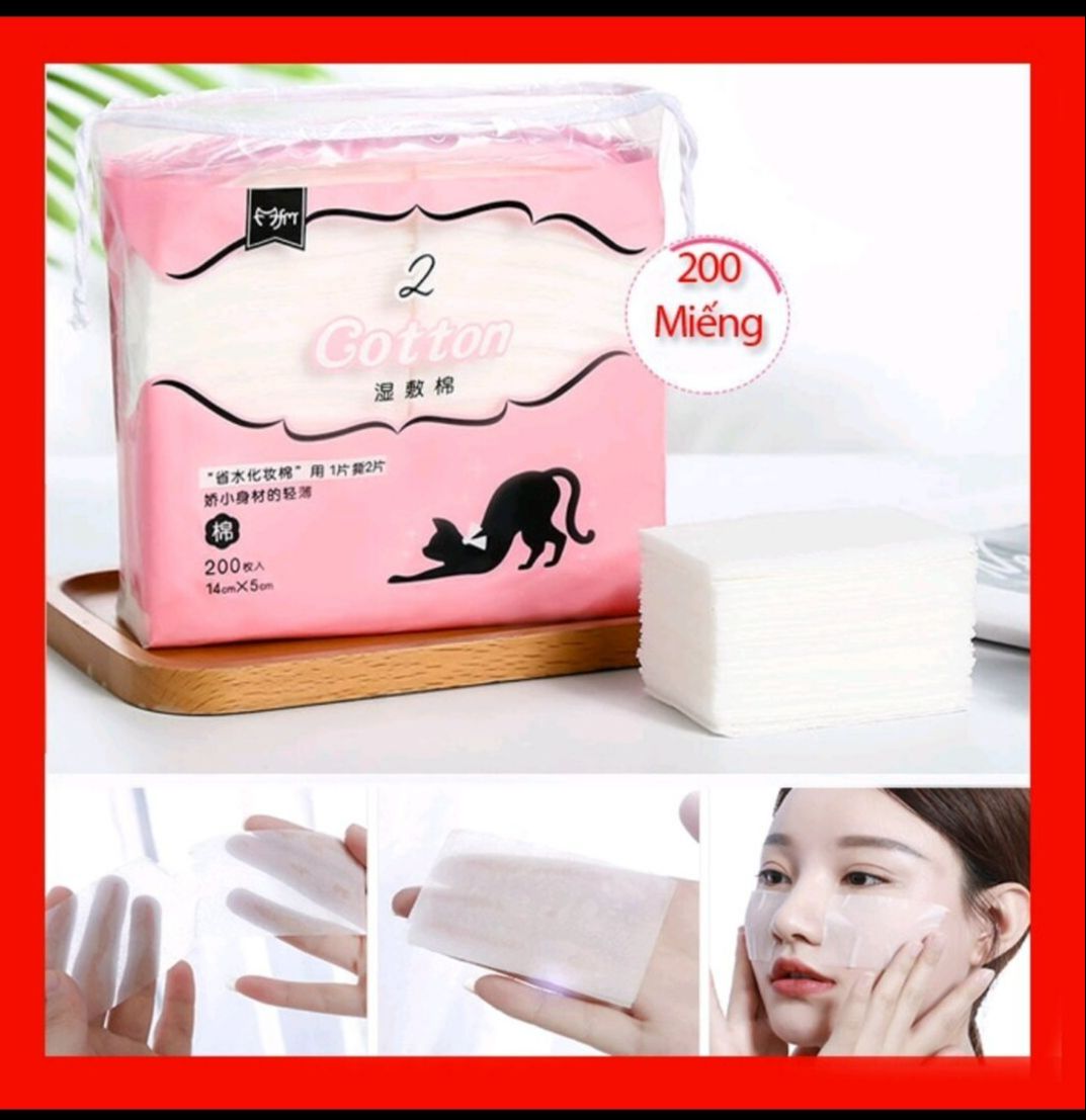 Bông Tẩy Trang Cotton 200 miếng Đắp Lotion Mask Mặt Nạ Toner