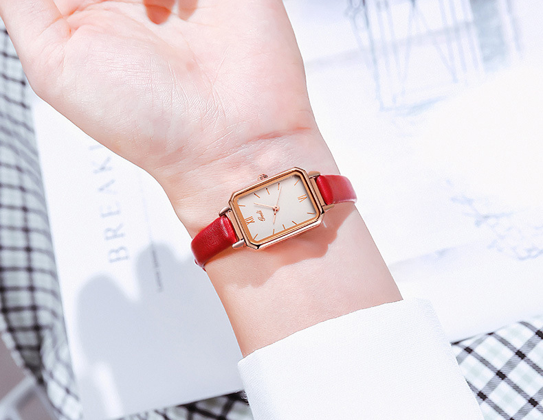 Đồng hồ nữ Gedi hàng chính hãng dây da mặt chữ nhật đủ màu