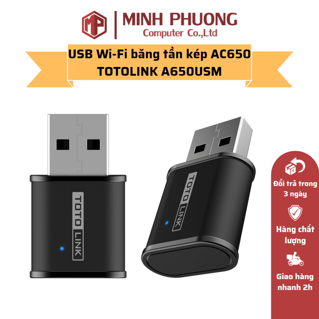 Usb wi-fi mini totolink a650usm băng tần kép ac650 2.4ghz và 5ghz