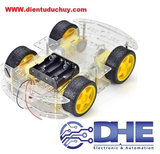 Khung xe robot 4 bánh - 4wd, 2 tầng, có đầy đủ phụ kiện