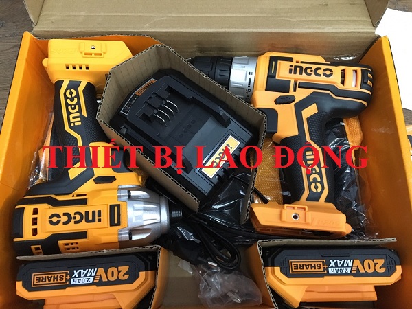 Bộ combo máy khoan 10mm & siết vít 1/4" dùng pin lithum-ion 20v ingco ckli2006 - ckli2006