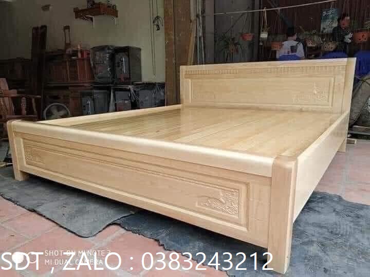 giường gỗ sồi 1m6,1m8x2m rác phản liền giường phòng ngủ chân thấp gỗ sồi