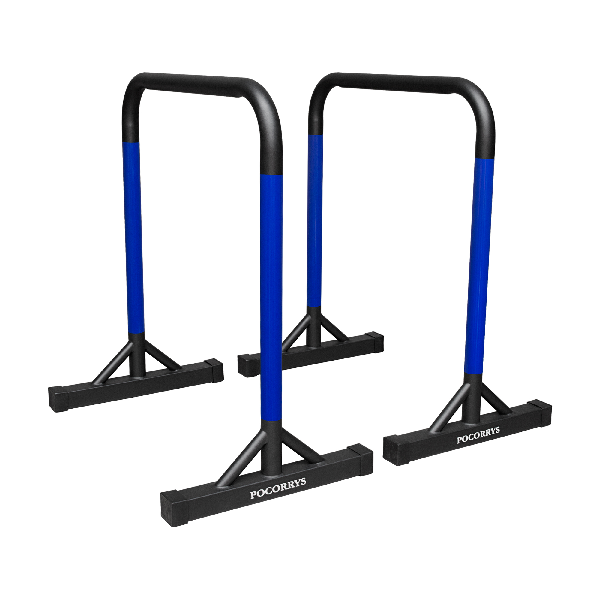 Xà kép Parallettes Dip BLUE cao 90cm, Pocorrys PAD-08, Màu đen sọc xanh