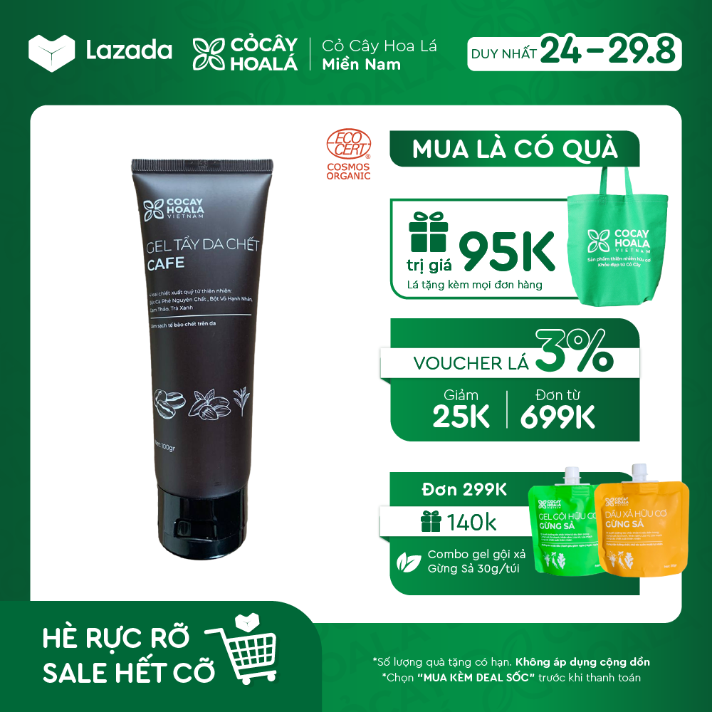 Gel tẩy da chết cà phê Cocayhoala dung tích 100g tẩy tế bào chết, làm sáng mịn da, se khít lỗ chân lông - Hàng chính hãng