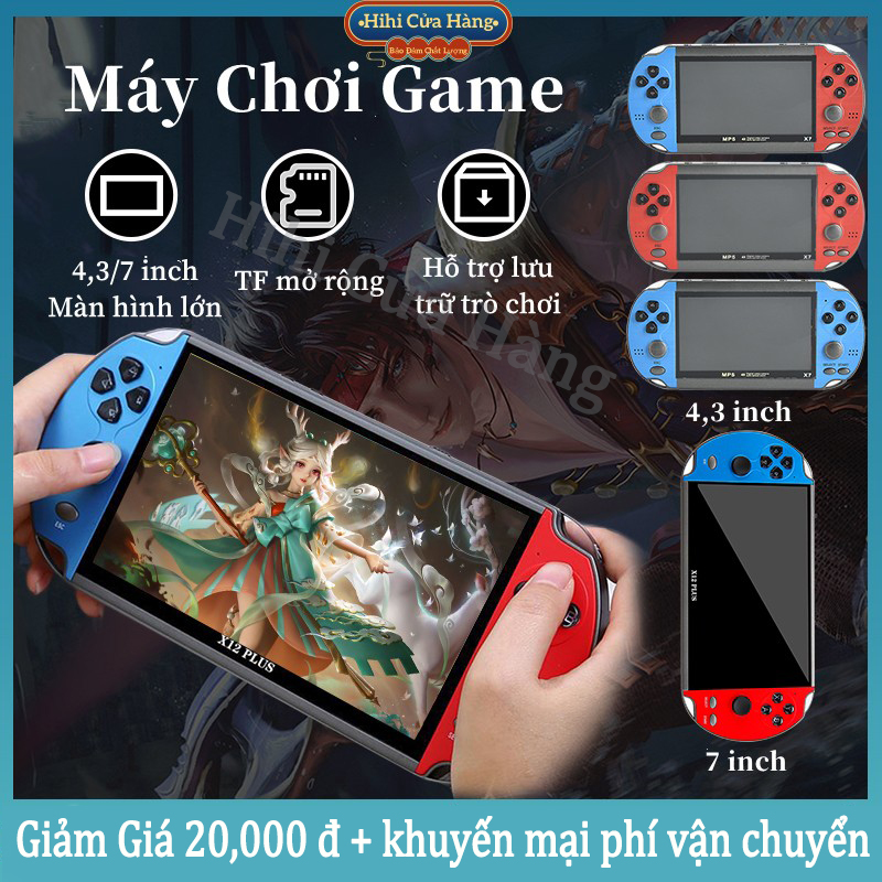 Máy chơi game cầm tay x7 / x12 plus cài sẵn 10000 game,màn hình 4.3 inch/ 7 inch,xem phim,chơi game,nghe nhạc,đọc sách