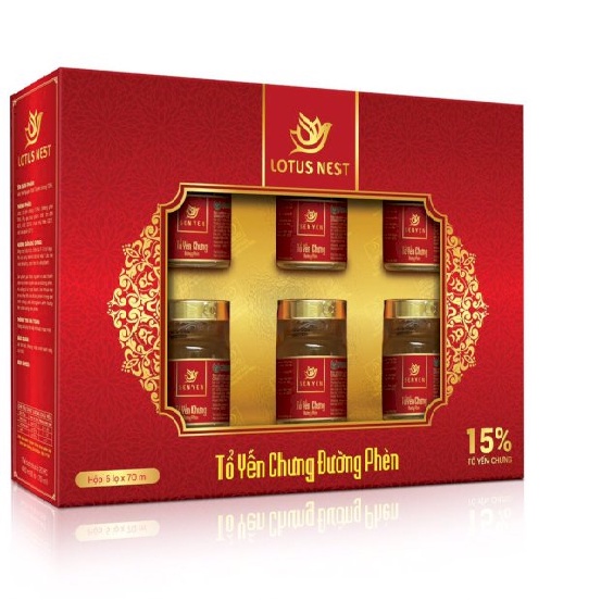 SONG YẾN - YẾN ĐƯỜNG PHÈN LOTUS NEST 15% TỔ YẾN CAO CẤP (6 lọ)