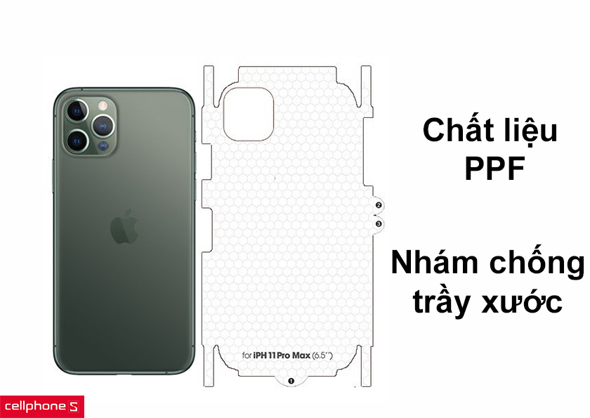Dán lưng ppf iphone nhám chống vân tay 6-14promax