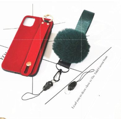 Dây đeo điện thoại - thẻ, móc khóa gắn quả bông mềm mại (Móc rút)