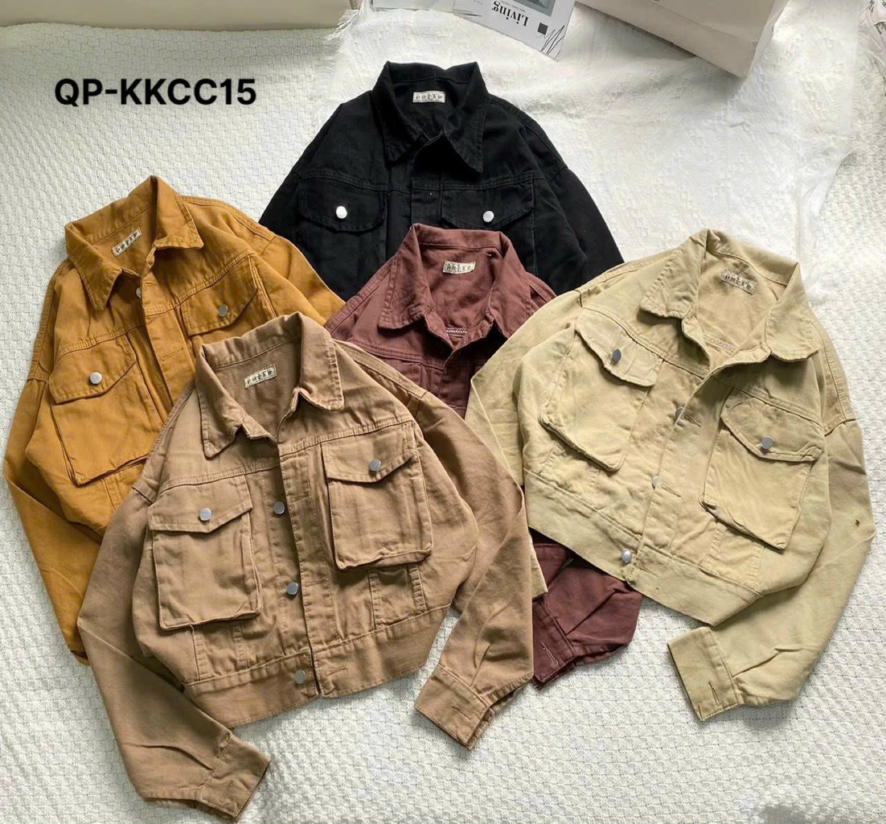 Áo khoác nữ khoác kaki cổ bẻ bo gấu - hàng cao cấp.