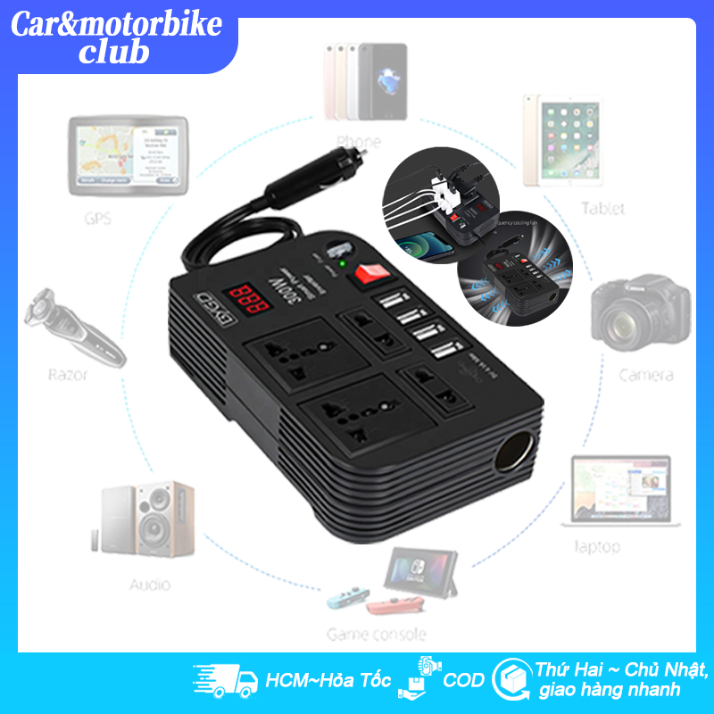 DC 12/24V to AC 220V sine wave inverter car smart digital LCD inverter USB Display Power Interface Giá 430,000 Đồng*Miễn phí vận chuyển