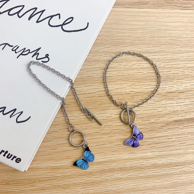 Vòng Tay Gắn Mặt Hình Bướm Xanh Phong Cách Retro Đơn Giản Hợp Thời Trang