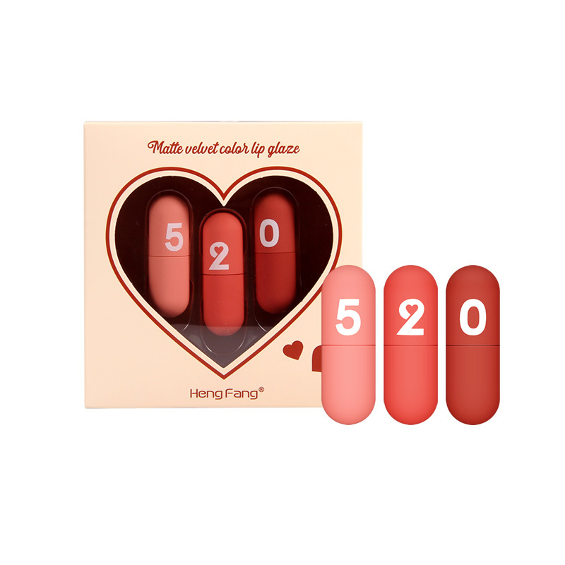 Set son kem heng fang 520 matte velvet color lip glaze 3 cây
