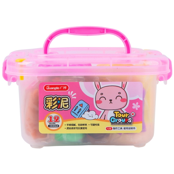 Bộ sáp nặn 12 màu h04064 - mẫu 1 - hộp màu hồng