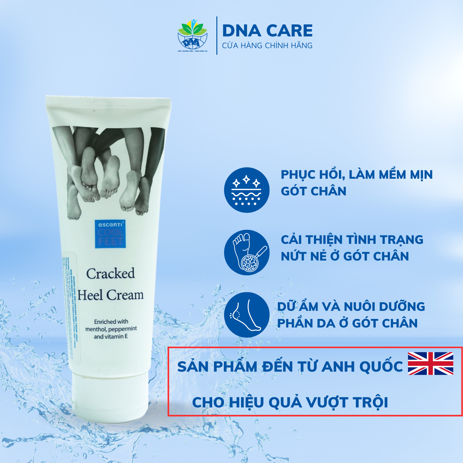 Kem bôi nứt gót chân ESCENTI giảm nứt nẻ gót chân tuýp 100ml