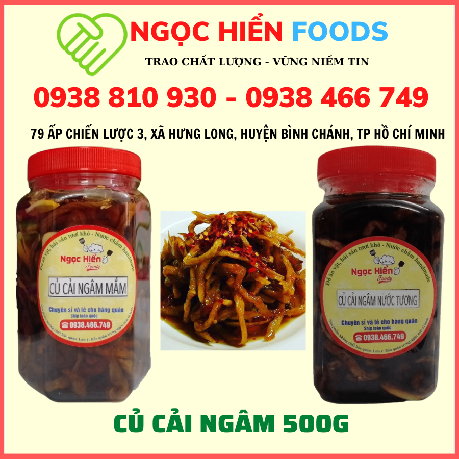 Củ cải ngâm nước mắm, củ cải ngâm nước tương, dưa món ngâm nước mắm nhà làm chất lượng hủ 500g, NGỌC HIỂN FOODS