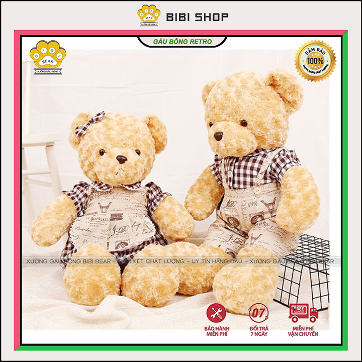 Gấu bông retro mặc áo siêu đẹp siêu dễ thương, Gấu bông sang trọng, Đồ chơi thú bông