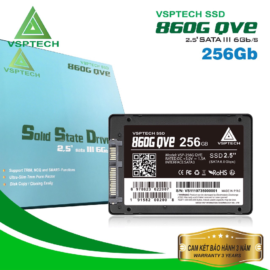 Ổ cứng ssd vsptech 256g – bảo hành 36 tháng