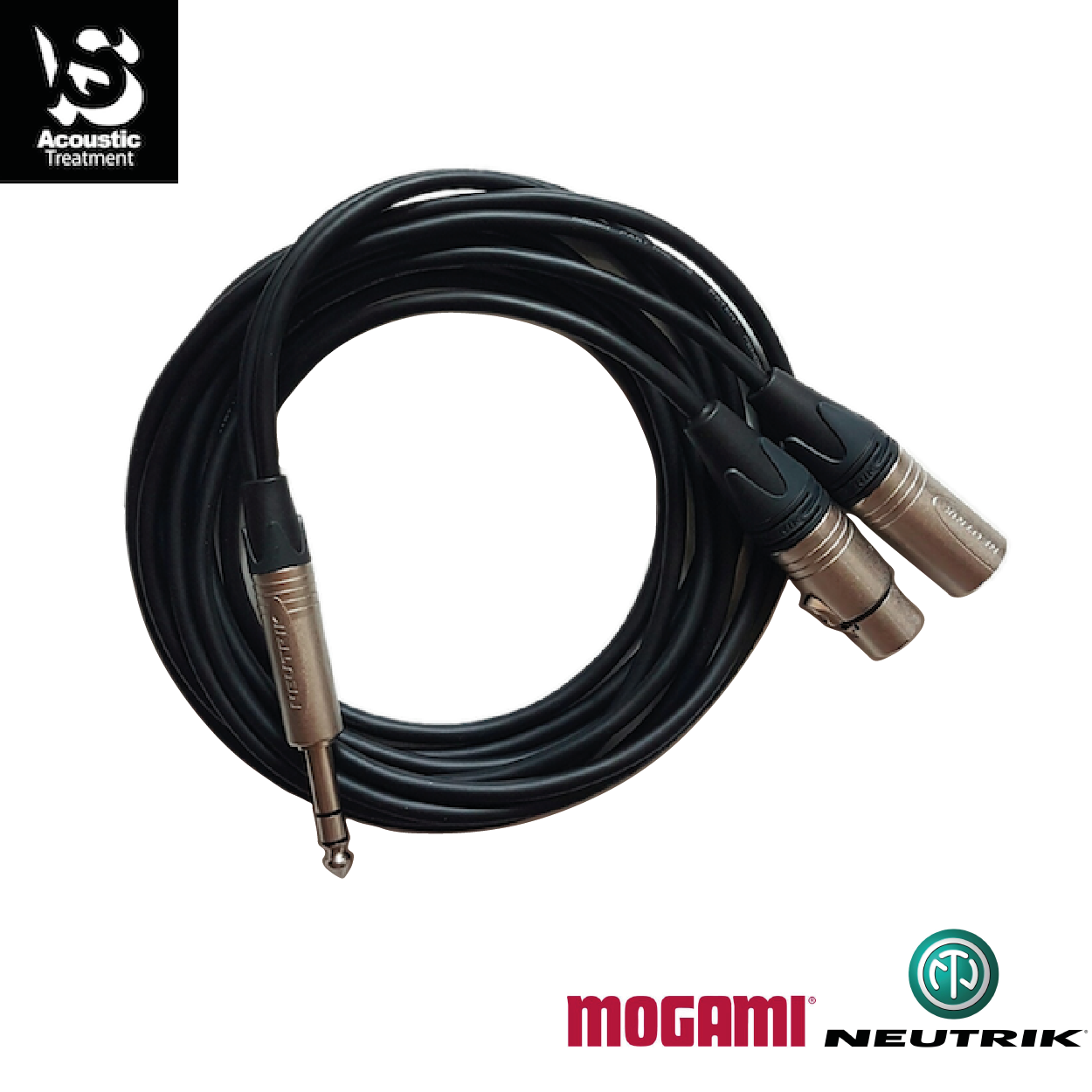 [HCM]Insert Cable(Tip Send) 1/4 in TRS to XLRM and XLRF.Mogami 2552 wire.Neutrik XLR Connectors.
