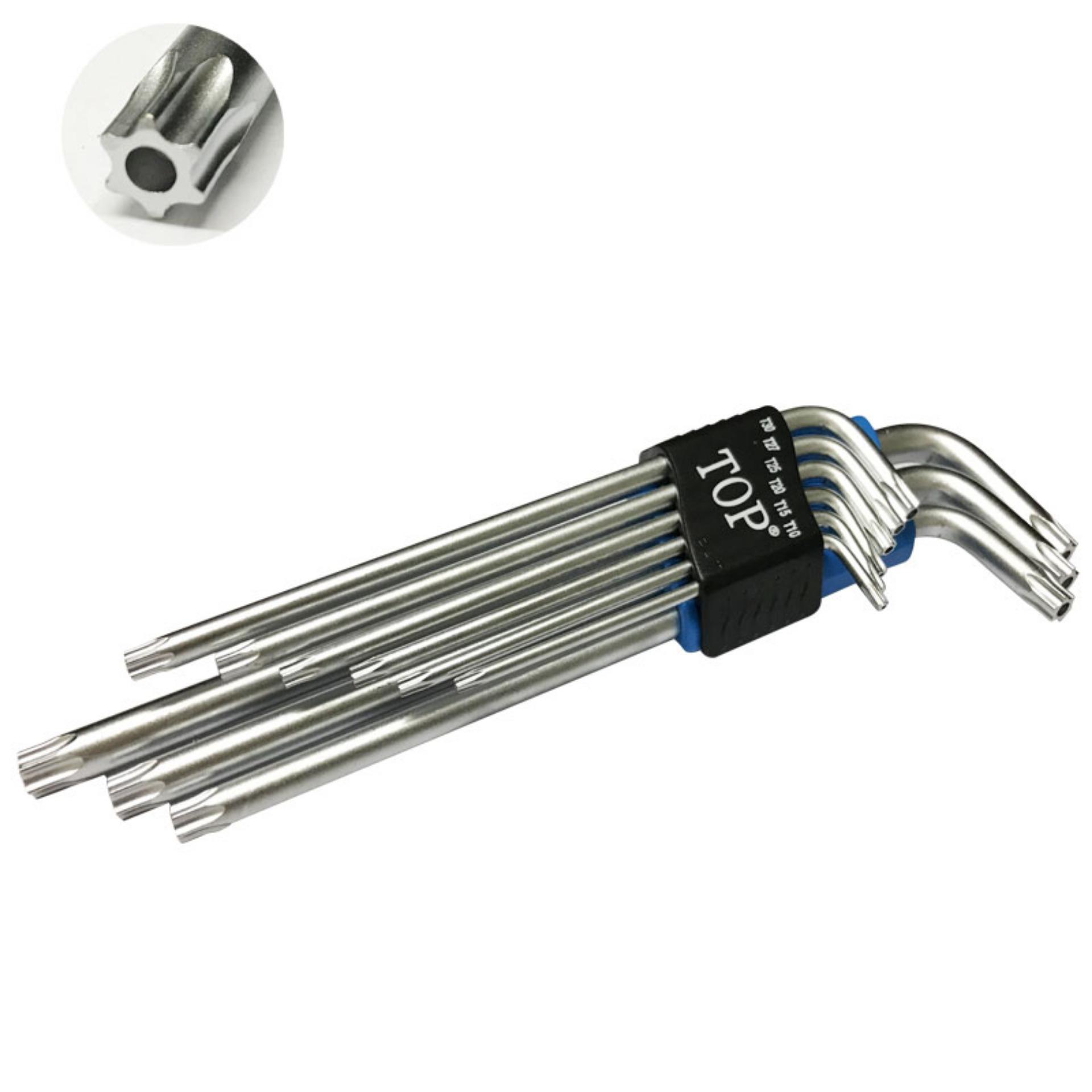 Bộ lục giác 9 cây đầu bông mai, có lỗ T10-T50 - TOP KTH001