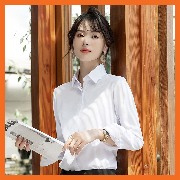 Áo sơ mi trắng công sở tay dài Madela kiểu dáng basic, sơ mi trắng nữ dài tay đẹp chuẩn form Hàn Quốc - ASM04