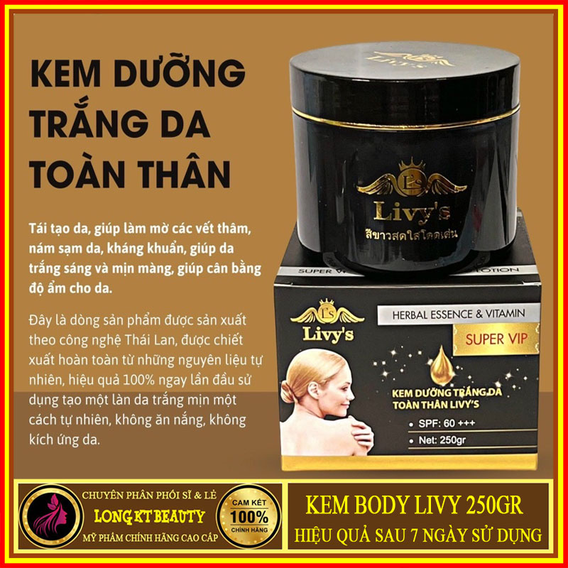 Kem livy dưỡng trắng da body livy's đen 250gr