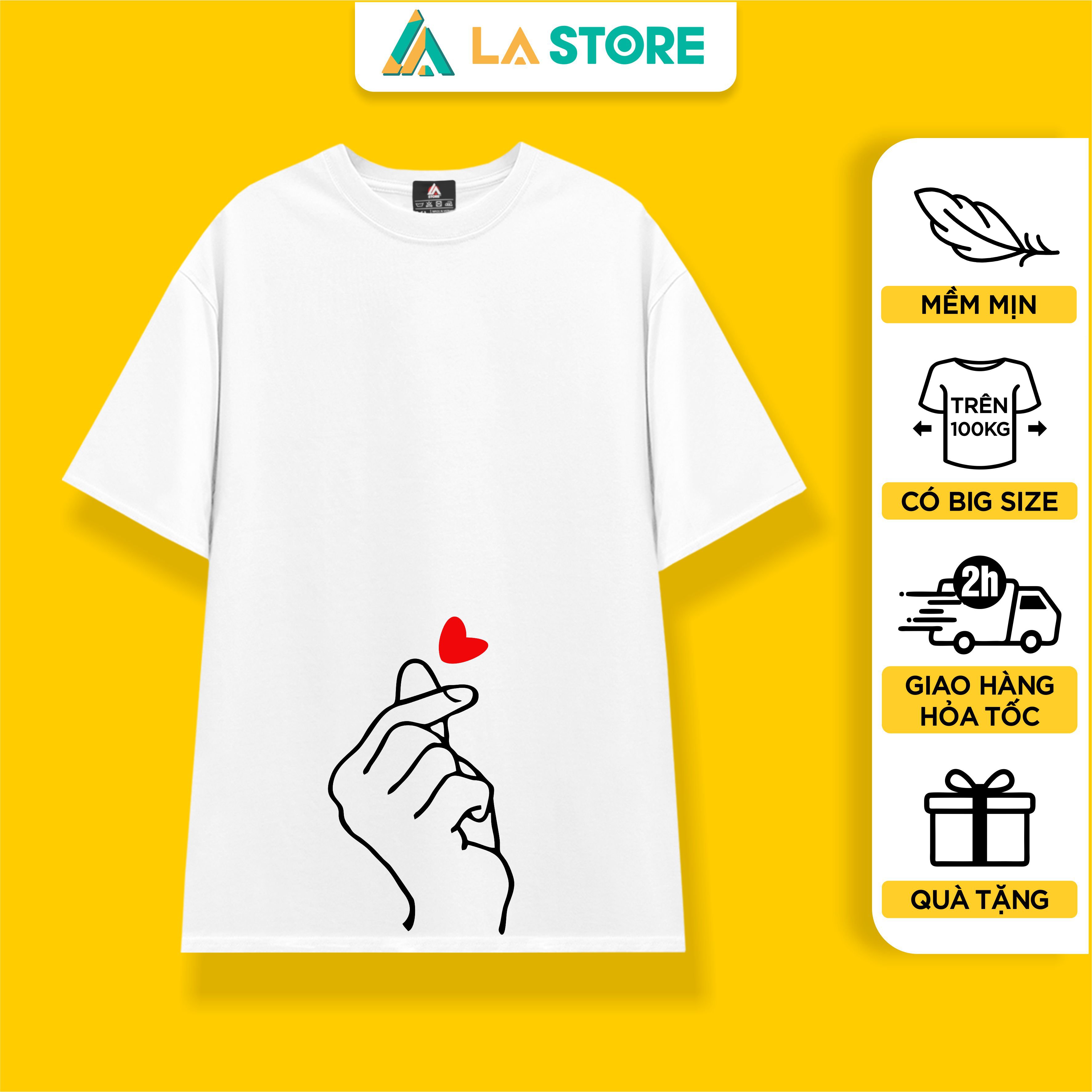 Áo thun trắng nam nữ bắn tim dễ thương | lạ store