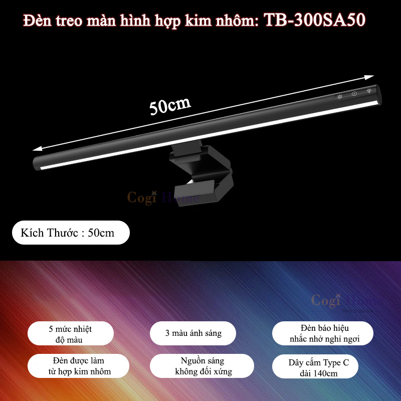 Đèn Gắn Màn Hình Máy Tính PC Laptop Gắn Màn Hình Chống Cận Thị 3 Màu Ánh Sáng Tăng Giảm Độ Sáng