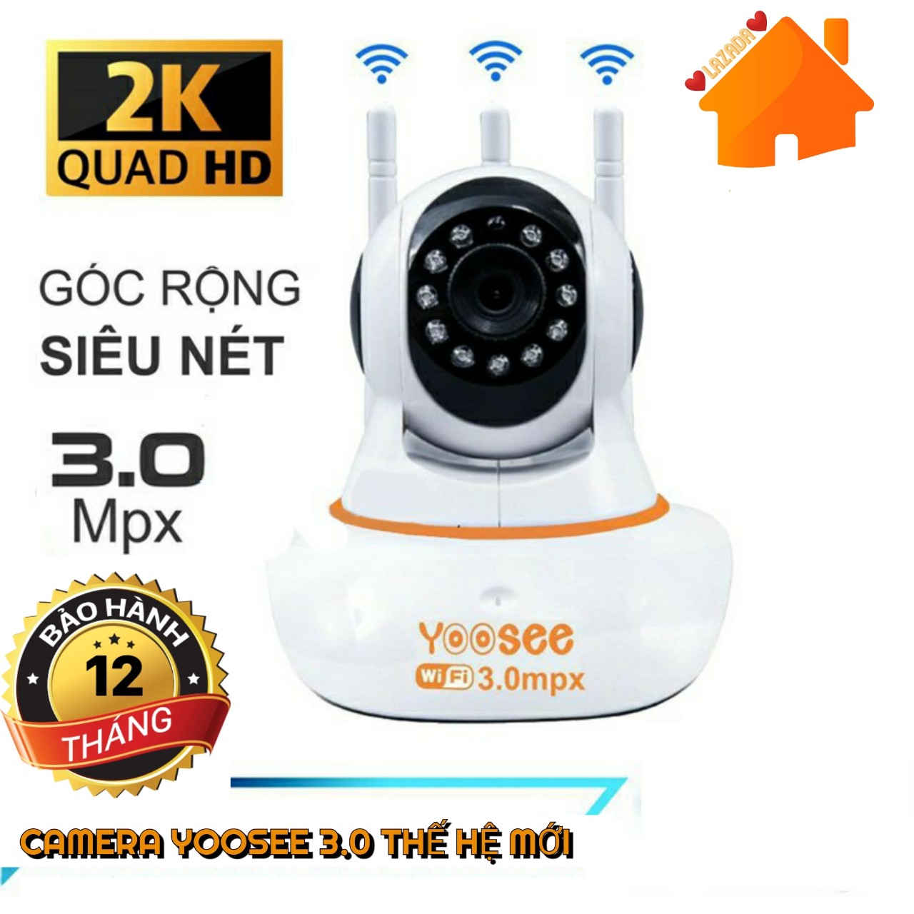 CAMERA YOOSEE WIFI 3.0 ( LOẠI MÀU CAM ) PHIÊN BẢN MỚI NHẤT -GÓC SIÊU RỘNG 2048 x 1556P - ĐÀM THOẠI 2 CHIỀU - BẢO HÀNH 12 THÁNG