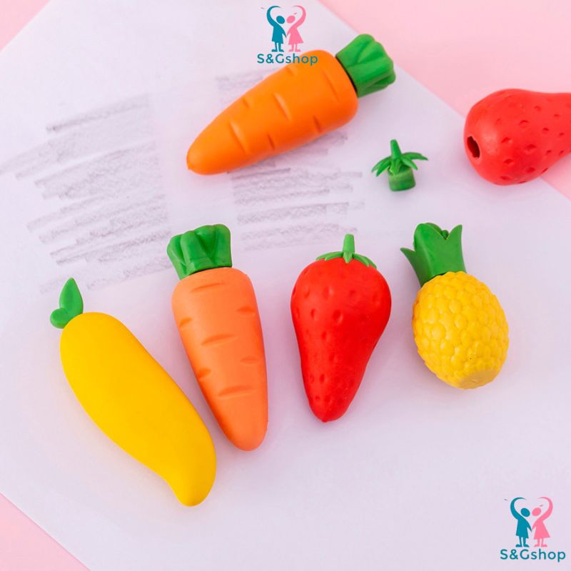 Gôm tẩy bút chì hình rau củ quả size to sạch ít vụn