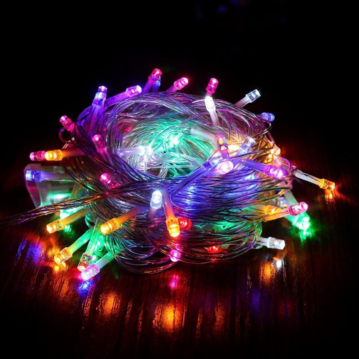 Dây đèn LED chớp nháy 7 màu dài 5 mét Dùng trang trí Noel Ngày tết, 7 chế độ chớp hàng đẹp