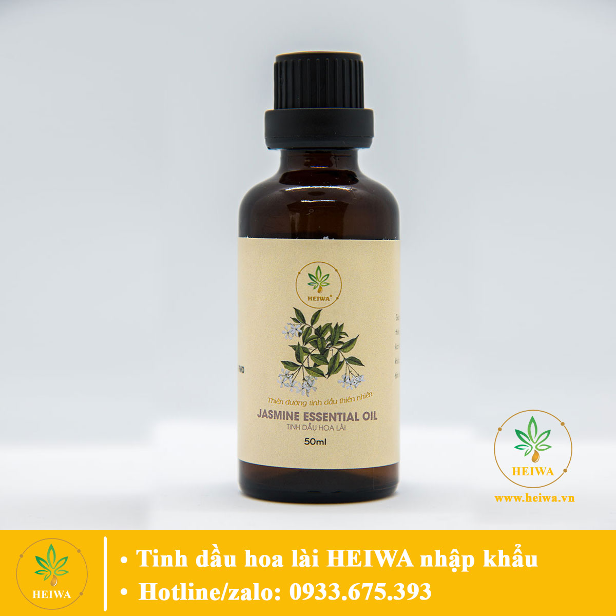 [CHAI LỚN]Tinh dầu Hoa Nhài 50ML thương hiệu HEIWA nhập khẩu Ấn Độ khử mùi, xông phòng, hương thơm thư giãn