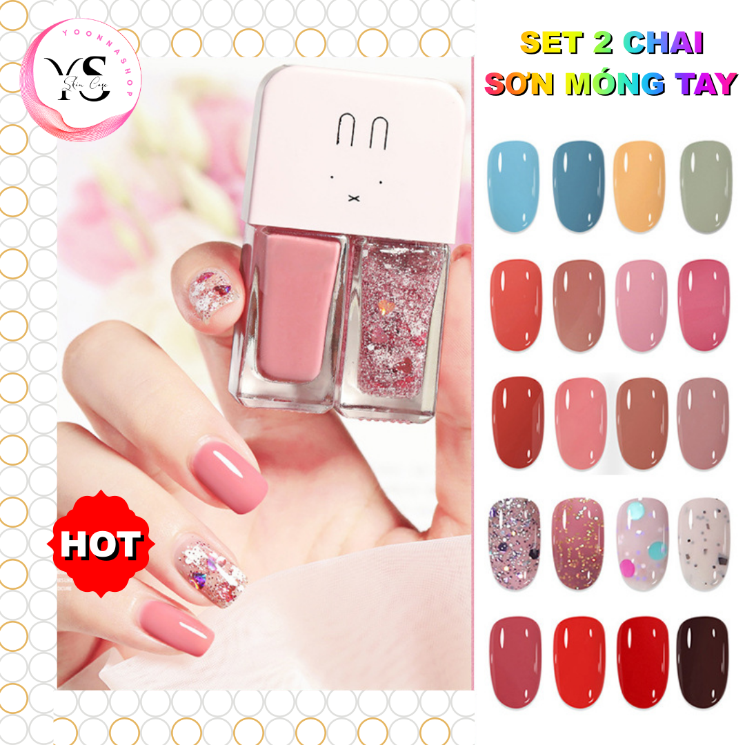 Set 2 Sơn Móng Tay 12mlx2 Siêu Đẹp Nhanh Khô Lâu Trôi Không Thấm Nước (MÀU HOT) SET-2