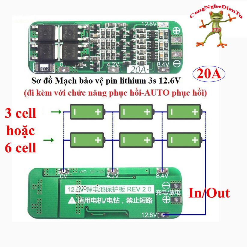 Mạch sạc pin 3s bảo vệ pin dòng 20A