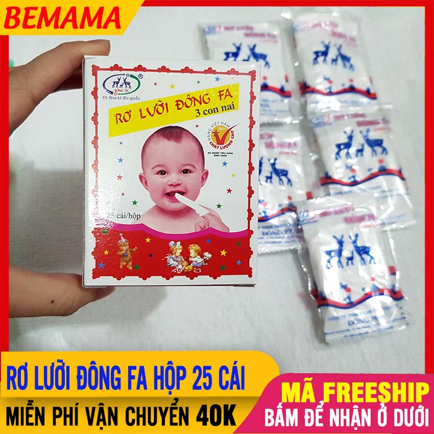 [HỘP 25 CÁI] Rơ Lưỡi Tưa Lưỡi Cho Trẻ Sơ Sinh ĐÔNG FA Hộp 25 Miếng Kháng Khuẩn Tốt Đánh Răng Lưỡi Cho Bé Rơ Lưỡi Mềm Mại An Toàn Vệ Sinh - Giảm Đau Nướu Đồ Dùng Y Tế - Rơ Lưỡi Đông FA - Bemama - 838501545213