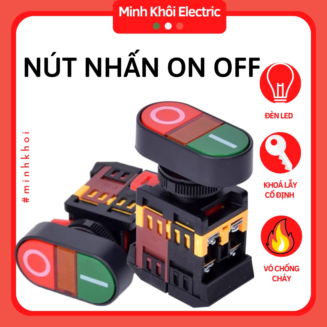 Nút nhấn on off phi 22 có đèn, công tắc nhấn đôi 220VAC, nút nhấn đôi, nút nhấn kép on off, nút nhấn tủ điện, nút nhấn nhả có đèn, công tắc điều khiển, công tắc on off, công tắc nút nhấn,công tắc nhấn đôi