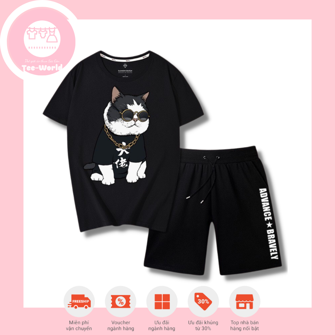 [HCM]ĐỒ BỘ THỂ THAOSET BỘ THỂ THAO IN HÌNH CON MÈO ĐEO MẮT KÍNH SIÊU NGẦU TẬP GYM HAY ĐI CHƠI ĐỀU ĐẸP MẪU MỚI NHẤT