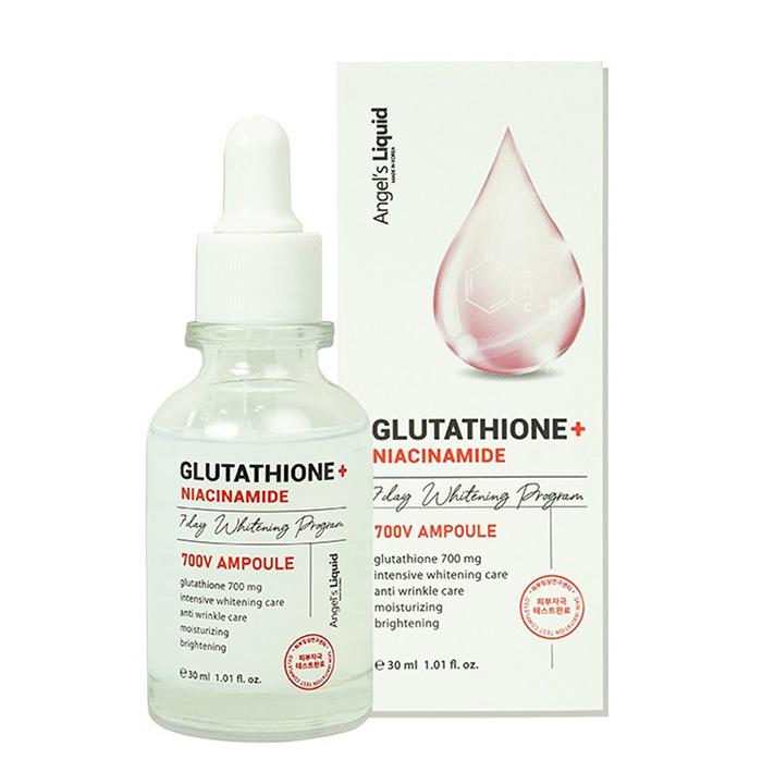 Huyết thanh truyền trắng xoá mờ thâm nám Angel Liquid Glutathione Plus Niacinamide 700 V-ampoule 30ml