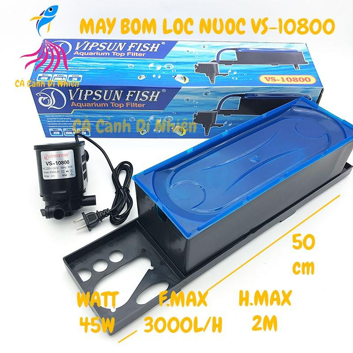 Bộ máy bơm + hộp lọc nước vipsun vs-10800 cho hồ cá cảnh - bơm chìm lọc nước vs 10800