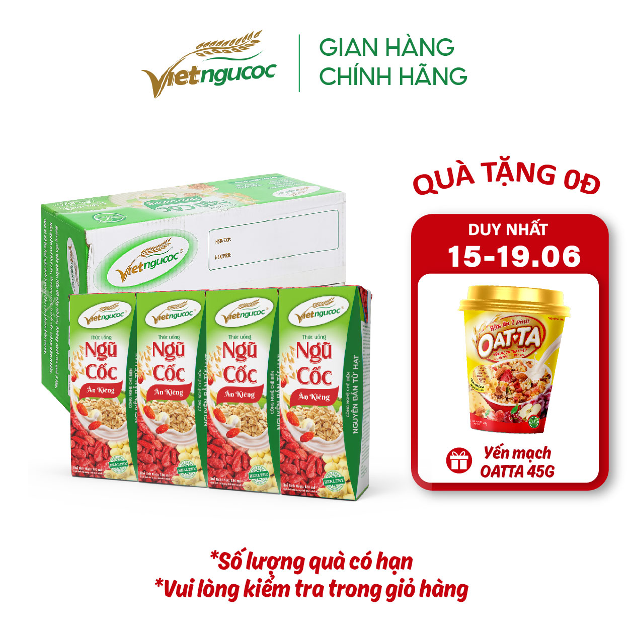 Thùng 48 Hộp Sữa Ăn Kiêng Uống Liền VIỆT NGŨ CỐC Phù Hợp Với Người Ăn Kiêng 180ml
