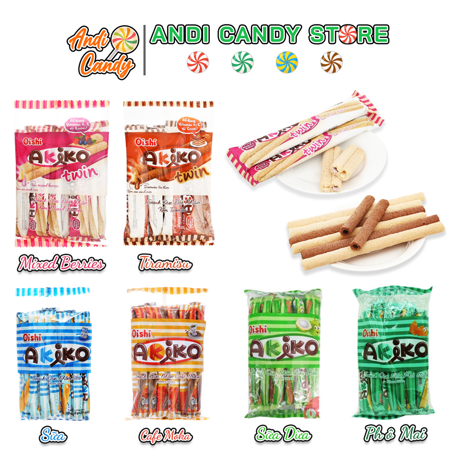 Bánh snack có nhân que akiko oishi 20 que