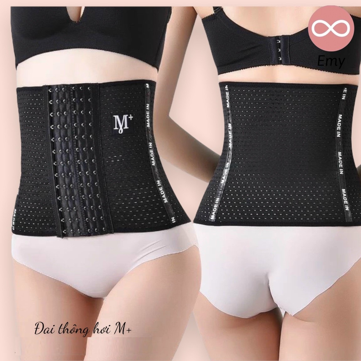 Đai nịt bụng định hình M+ tạo vòng eo thon gọn - 4 thanh chống cuộn - gen cao 25cm - có lỗ thoáng khí - miếng nâng bụng giảm mỡ sau sinh - gen nịt bụng chống cuộn - đai nịch bụng - HIN Fashion G02